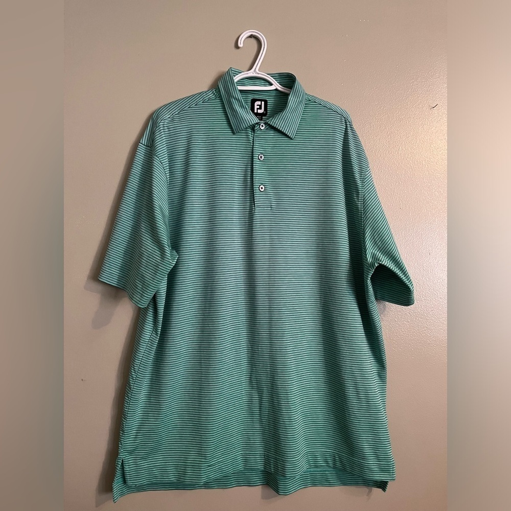 Foot Joy Men’s Green Stripes Golf Polo Shirt Size XL